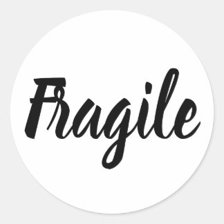 Black and white fragile trendy modern business classic round sticker