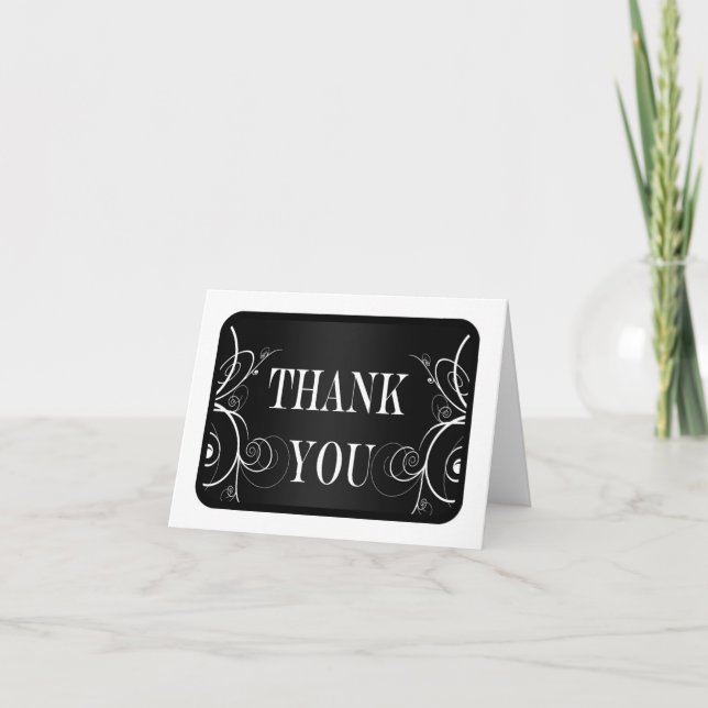 Black and White Frame Graduation Thank You Card (Front)