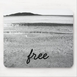 Black and White Free Sand Beach Mouse Mat