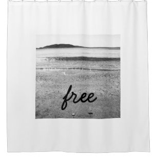 Black and White Free Sand Beach Shower Curtain