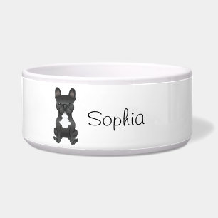 Black And White French Bulldog Cartoon Dog & Name