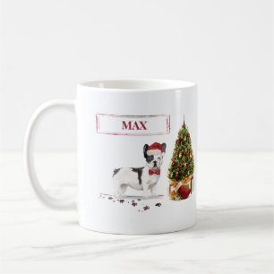 Black and White French Bulldog Christmas Dog  Coffee Mug