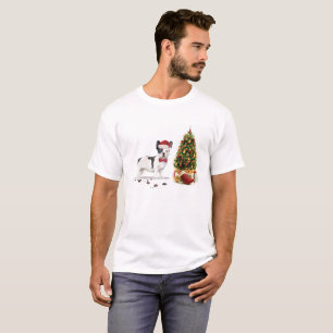 Black and White French Bulldog Christmas Dog  T-Shirt