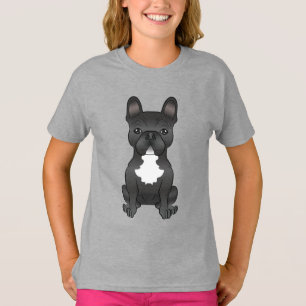 Black And White French Bulldog Cute Cartoon Dog T-Shirt