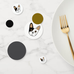 Black and White French Bulldog Face Table Confetti