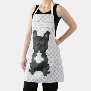 Black And White French Bulldog / Frenchie & Name Apron