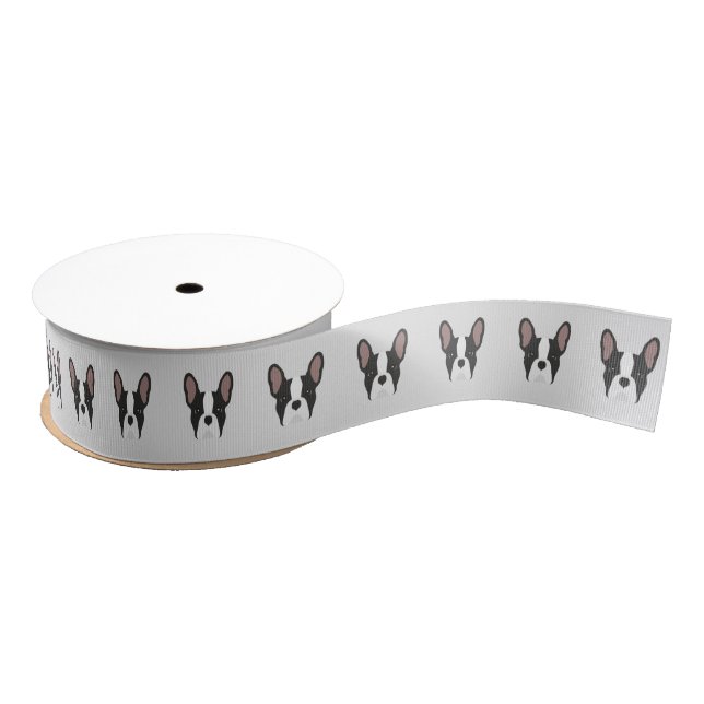 Black and White French Bulldog Grosgrain Ribbon (Spool)