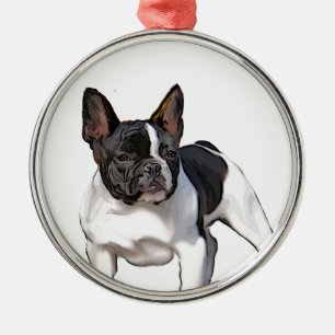 BLACK AND WHITE FRENCH BULLDOG METAL TREE DECORATION