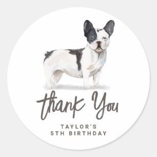 Black and White French Bulldog Thank You Classic Round Sticker
