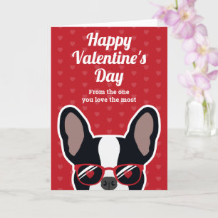Black and White French Bulldog Valentine's Day Card