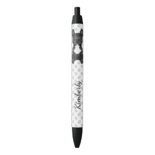 Black And White French Bulldog With Paws & Name Ink Pen