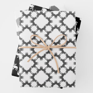 Black and White French Bulldogs  Wrapping Paper Sheet