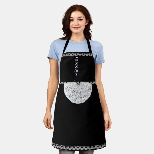 Black and White French Maid Apron (Worn)