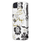 Black and white French Script Floral iPhone 4 case