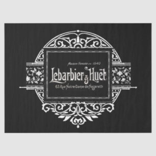 Black and White French Typography Circle Decoupage Tissue Paper