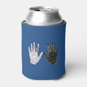 Black and White Friendship Hands Can Cooler