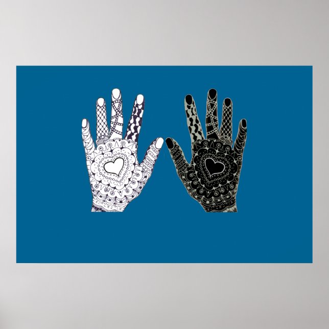 Black and White Friendship Hands Poster (Front)