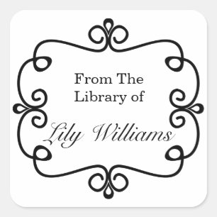 Black And White From The Library Of Bookplate Square Sticker
