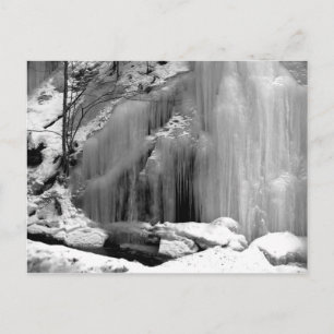 Black and White Frozen Waterfall Postcard
