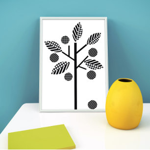 Black And White Fruit Tree Posters