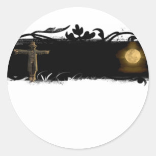 Black and White Full Moon Classic Round Sticker