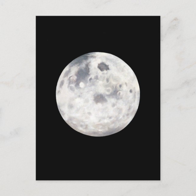 Black and White Full Moon Oil Painting Postcard (Front)