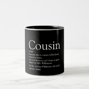 Black and White Fun Cool Cousin Definition Two-Tone Coffee Mug