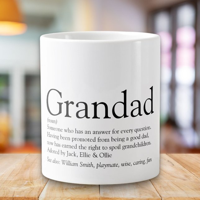 Black and White Fun Grandpa Grandad Definition Large Coffee Mug (Black and White Fun Grandpa Grandad Definition Giant Coffee Mug)