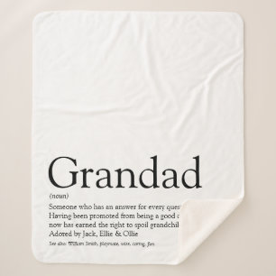 Black and White Fun Grandpa Grandad Papa Quote Sherpa Blanket
