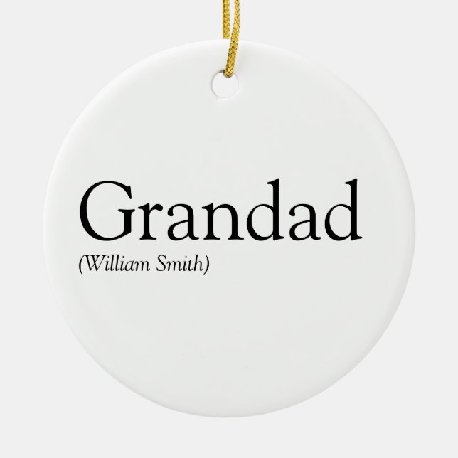 Black and White Fun Grandpa Grandfather Papa Ceramic Tree Decoration (Front)
