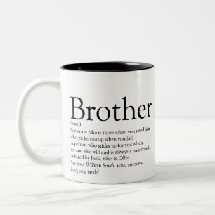 Black and White Fun Modern Brother Definition  Two-Tone Coffee Mug