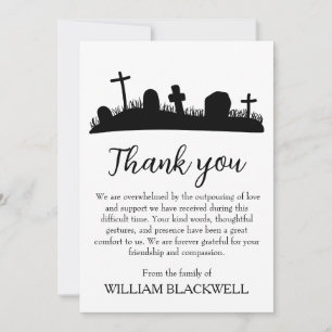 black and white funeral thank you cards