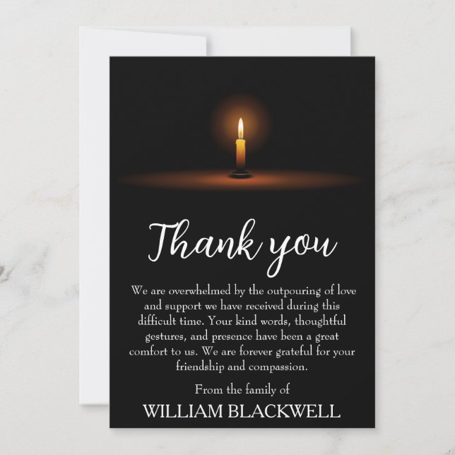 black and white funeral thank you cards (Front)