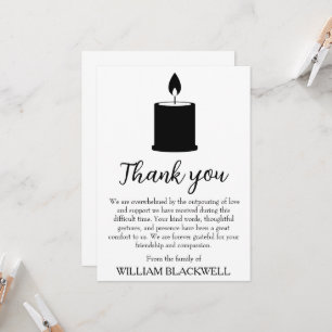 black and white funeral thank you cards
