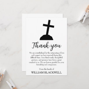 black and white funeral thank you cards