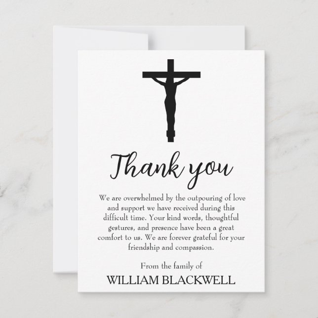 black and white funeral thank you cards (Front)