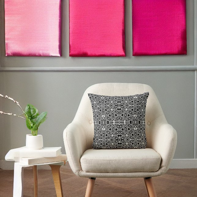 Black and White Funky Cubism Neo Geo Abstract Cushion (Creator Uploaded)