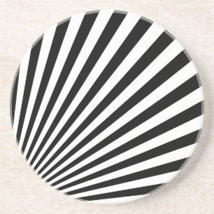 Black and White Funky Striped Abstract Art Coaster
