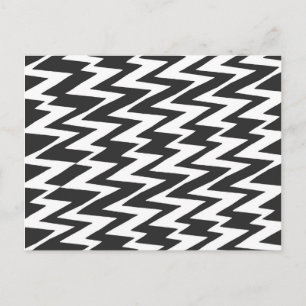 Black and White Funky Zigzag Chevron Postcard