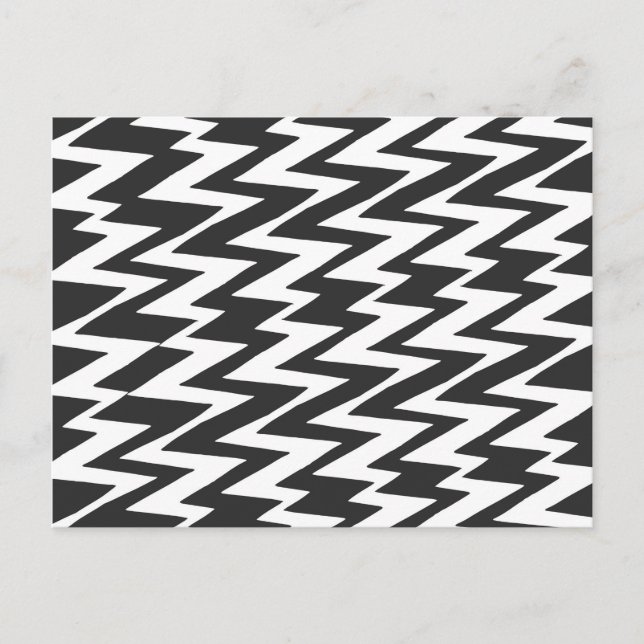 Black and White Funky Zigzag Chevron Postcard (Front)