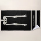 Black and White Funny Skeleton Legs Beach Towel