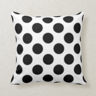 Black and White Fuzzy Polka Dot Pattern Cushion