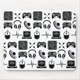 Black and White Gaming Themed Mouse Mat