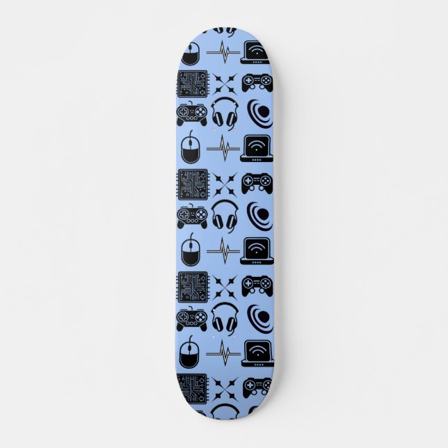 Black and White Gaming Themed Skateboard (Front)