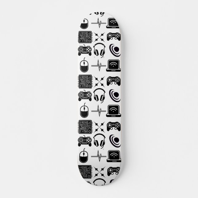 Black and White Gaming Themed Skateboard (Front)