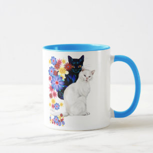 Black and White Garden Kitties Mugs