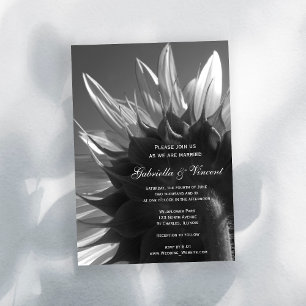 Black and White Garden Sunflower Wedding Invitation