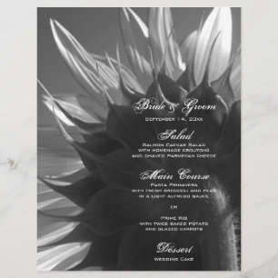 Black and White Garden Sunflower Wedding Menus