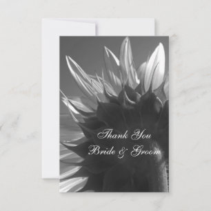 Black and White Garden Sunflower Wedding Thank You