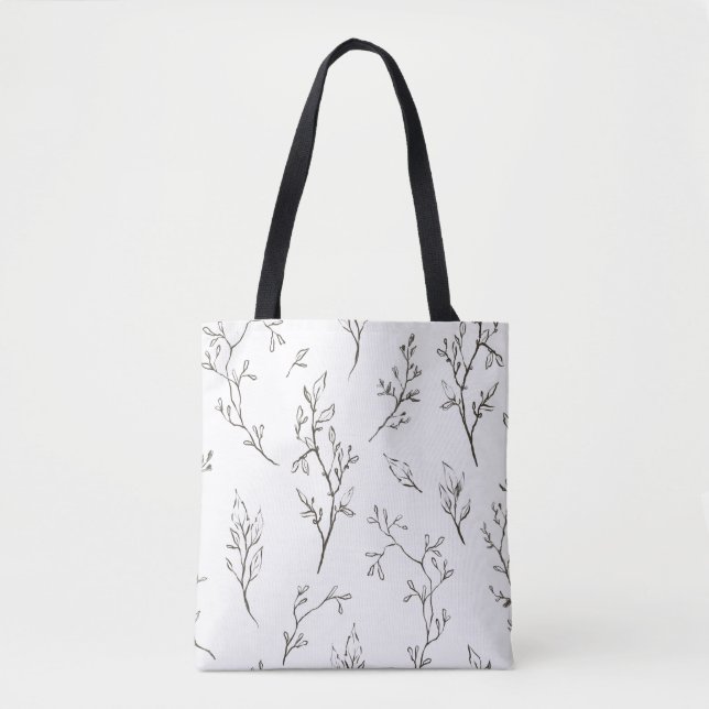 Black and White Garden Tote Bag (Front)